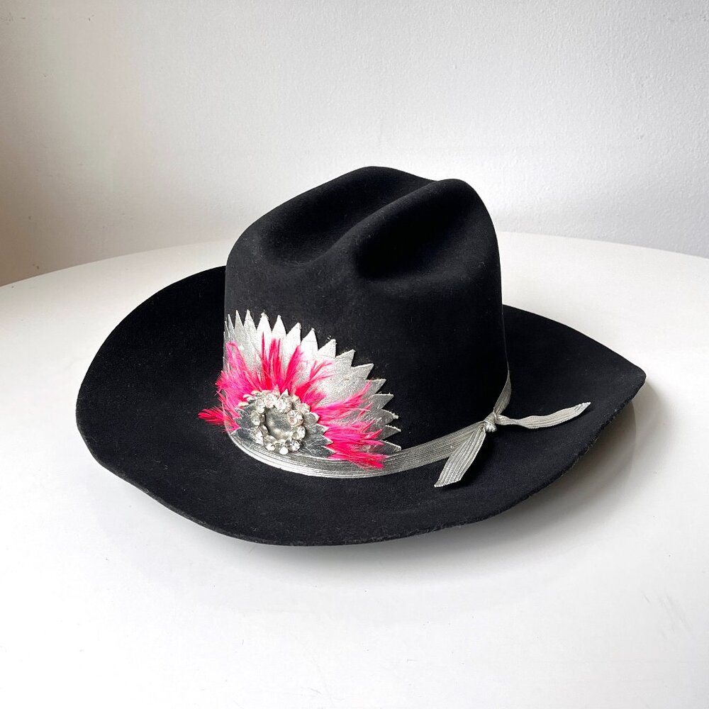 Vintage Golden Gate Hat Co. Western Collection Black & Silver Cowboy Hat Medium
